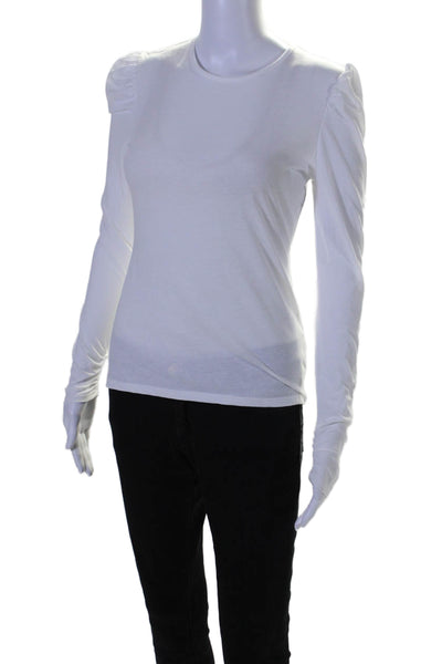 Rebecca Taylor Women's Round Neck Long Sleeves Basic T-Shirt White Size XS