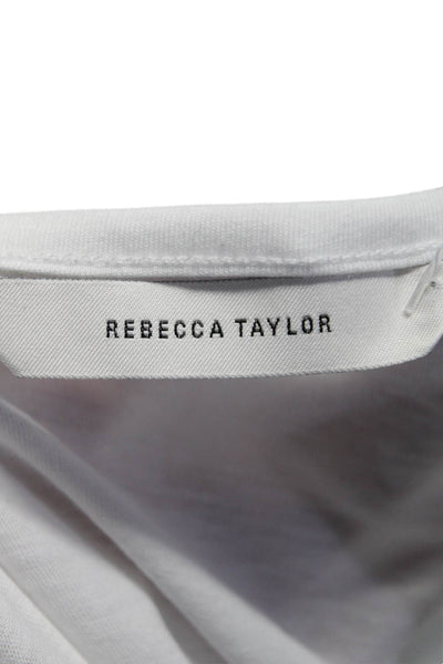 Rebecca Taylor Women's Round Neck Long Sleeves Basic T-Shirt White Size XS