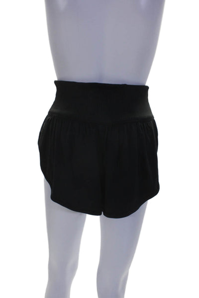 FP Movement Womens Ribbed Waistband High Rise Short Shorts Black Size Small