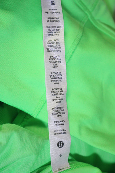 Lululemon Womens Elastic Waistband Short Shorts Neon Green Size 4