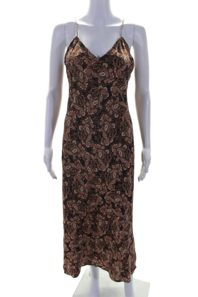 Nili Lotan X Target Womens Brown Paisley V-neck Sleeveless Shift Dress Size XS