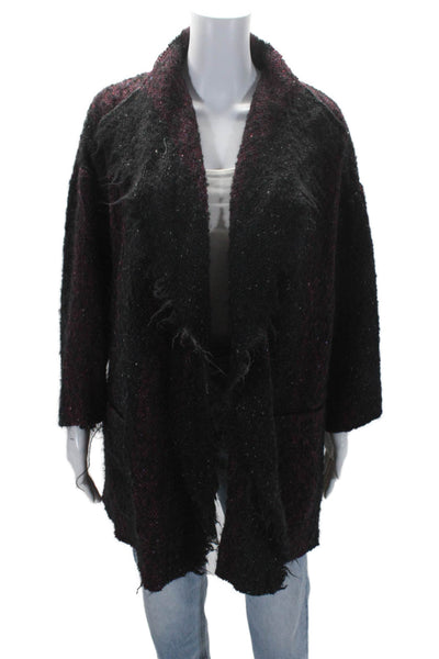 IRO Womens Wool Fray Knit Shrug Open Front Cardigan Sweater Black Size EUR 34