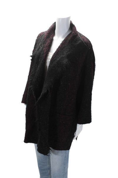 IRO Womens Wool Fray Knit Shrug Open Front Cardigan Sweater Black Size EUR 34