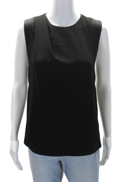 Sandro Womens Back Zip Sleeveless Crew Neck Boxy Top Black Size 1