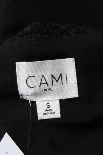 Cami NYC Womens Spaghetti Strap Lace Trim V Neck Silk Tank Top Black Size Small