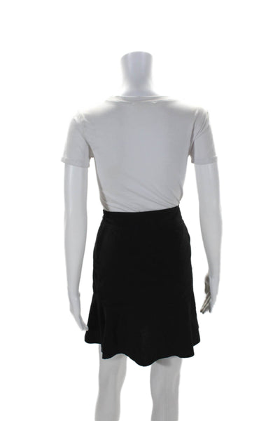 Theory Womens Side Zip Knee Length A Line Skirt Black Wool Size 8