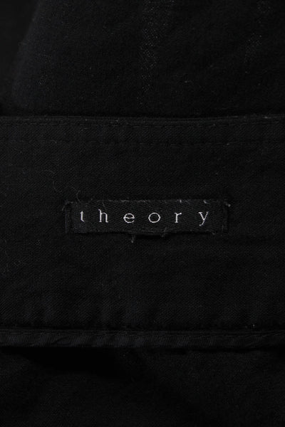 Theory Womens Side Zip Knee Length A Line Skirt Black Wool Size 8