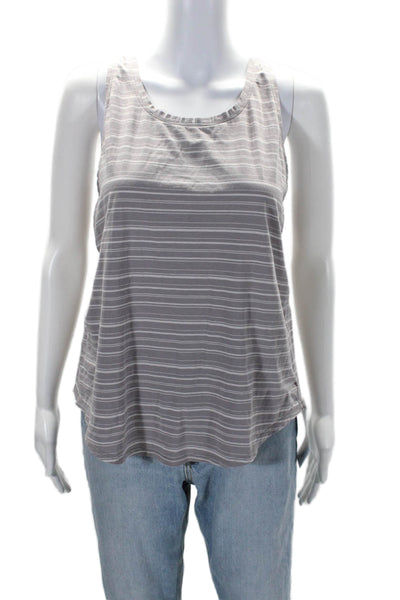 Lululemon Womens Striped Sleeveless Inverted Pleat Tank Top Gray White Size 8