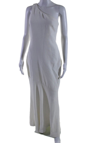 Cinq A Sept Womens One Shoulder Side Zipped Sleeveless Mermaid Gown White Size 6