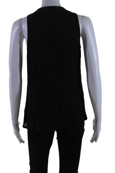 A.L.C. Womens Silk Colorblock Sleeveless Zipped Pullover Blouse Black Size XS