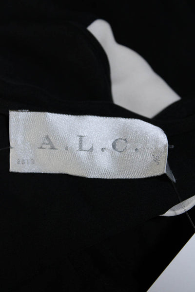 A.L.C. Womens Silk Colorblock Sleeveless Zipped Pullover Blouse Black Size XS