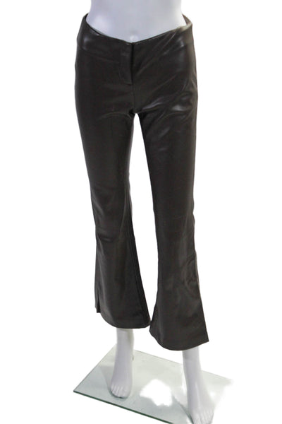 I. Am. Gia. Women's Hook Closure Faux Leather Straight Leg Pants Brown Size XS