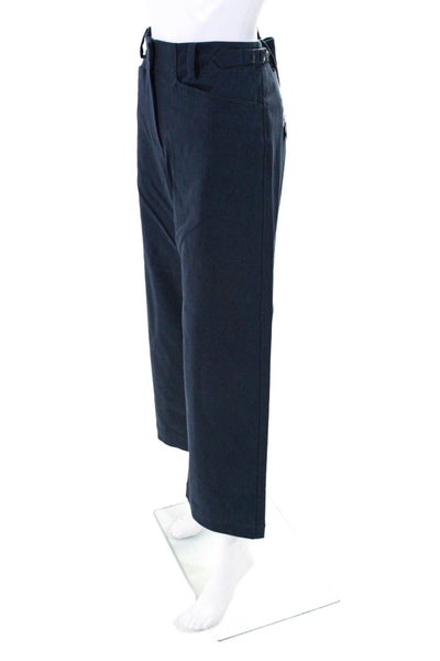 Jin Giorgio Hook Closure Flat Front Wide Leg Dress Pants Navy Blue Size S