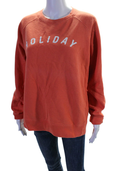 Holiday Womens Long Sleeve Crewneck Graphic Sweater Orange Size Large