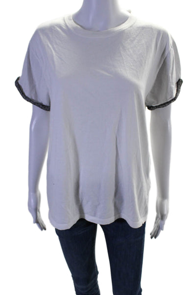 RED Valentino Womens Short Sleeve Crew Neck Basic Top White Medium