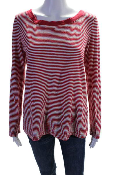 Splendid Womens Pullover Long Sleeve Striped Crewneck Top Red Size Large