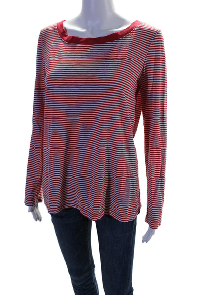 Splendid Womens Pullover Long Sleeve Striped Crewneck Top Red Size Large