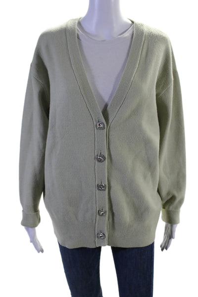 Tahari Womens Long Sleeve Button Down Cardigan Sweater Green Medium