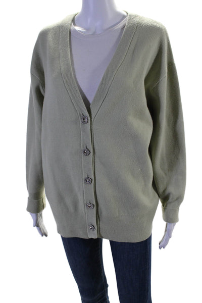 Tahari Womens Long Sleeve Button Down Cardigan Sweater Green Medium