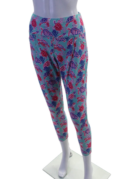 Simply Southern Elastic Waist Abstract Print Compression Leggings Multicolor M