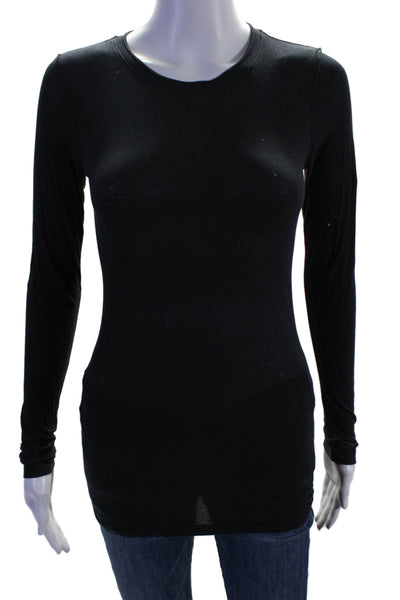 Vince Womens Long Sleeves Crew Neck Pullover Tee Shirt Black Size Extra Small