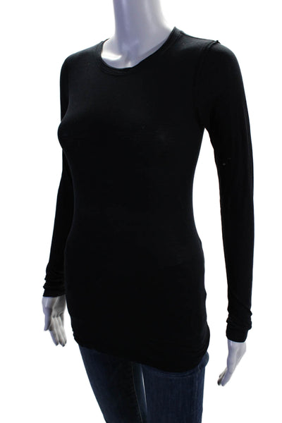 Vince Womens Long Sleeves Crew Neck Pullover Tee Shirt Black Size Extra Small