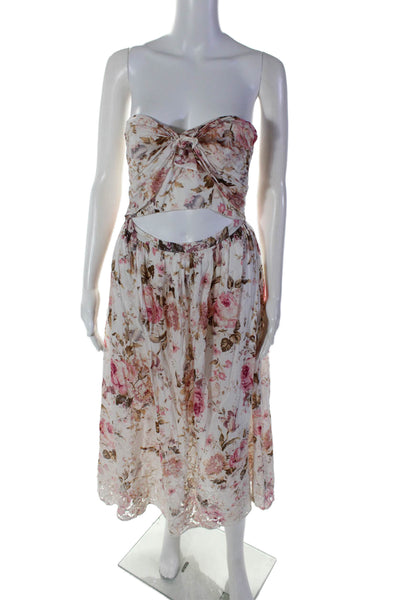 Zimmermann Womens Cotton Floral Embroidered Sleeveless Maxi Dress White Size 1