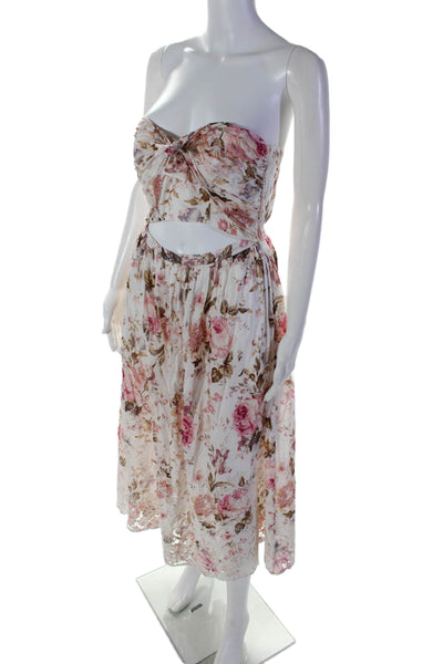 Zimmermann Womens Cotton Floral Embroidered Sleeveless Maxi Dress White Size 1