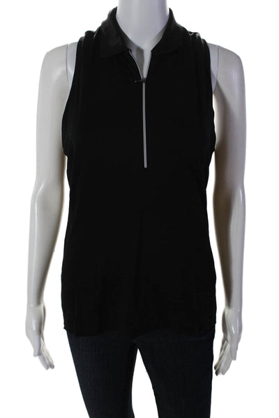 RLX Ralph Lauren Womens Stretch Collared Sleeveless Zip Up Top Black Size S