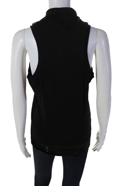 RLX Ralph Lauren Womens Stretch Collared Sleeveless Zip Up Top Black Size S