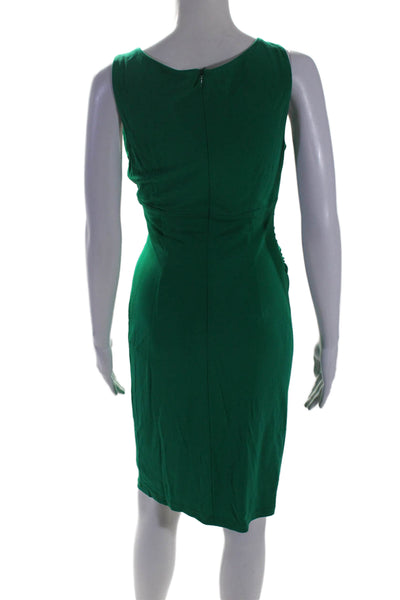 David Meister Womens Jeweled Accent Ruched Zipped Sleeveless Dress Green Size 4