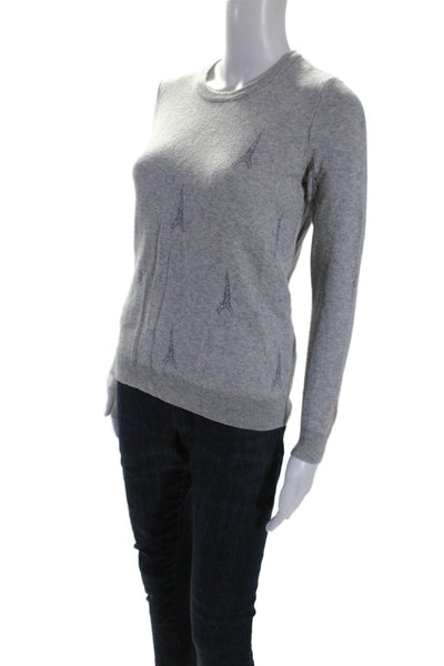 Joie Womens Knit Long Sleeve Ribbed Round Neck Pullover Gray Size XS