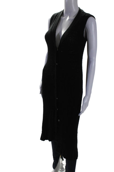 Rachel Pally Womens Knit Button Open Front Sleeveless Cardigan Black Size XS