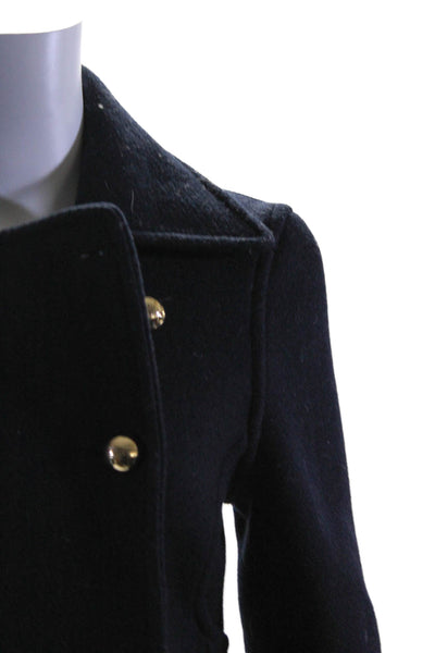 Coach Womens Navy Blue Collar Double Breasted Long Sleeve Pea Coat Size S