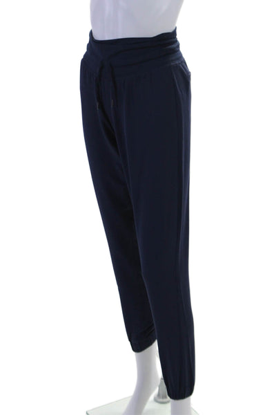 Athleta Womens Drawstring Waist High-Rise Tapered Activewear Pants Navy Size 2