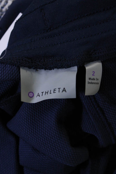 Athleta Womens Drawstring Waist High-Rise Tapered Activewear Pants Navy Size 2