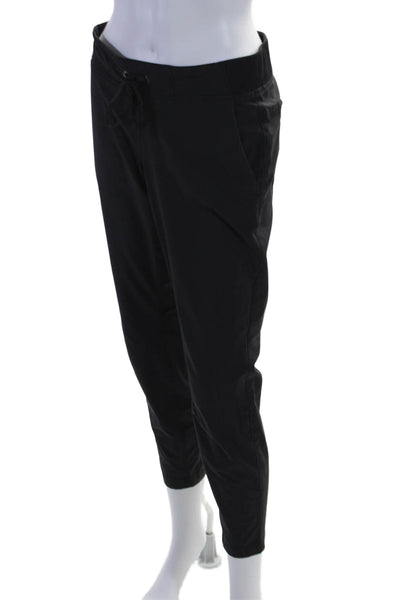 Athleta Womens Two Pocket Drawstring Waist Mid-Rise Tapered Pants Black Size 4