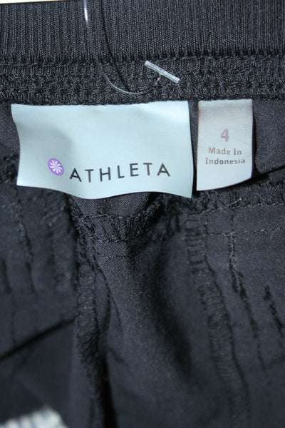 Athleta Womens Two Pocket Drawstring Waist Mid-Rise Tapered Pants Black Size 4