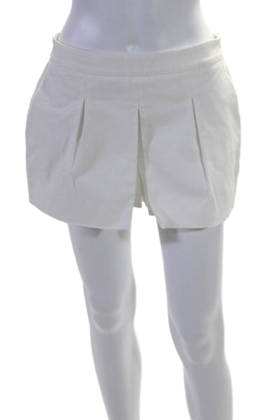 Joie Womens Cotton Pleated Two Pocket Side Zip Mid-Rise Shorts White Size S