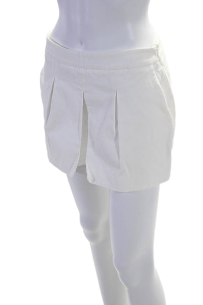 Joie Womens Cotton Pleated Two Pocket Side Zip Mid-Rise Shorts White Size S