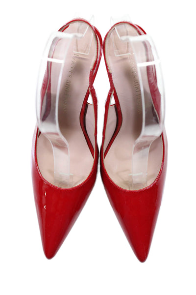 Lovers + Friends Womens Stiletto Pointed Toe Slingback Pumps Red Patent Size 6