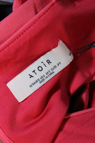 Atoir Womens Square Neck Back Zip Ruched  Top Pink Size 4 US