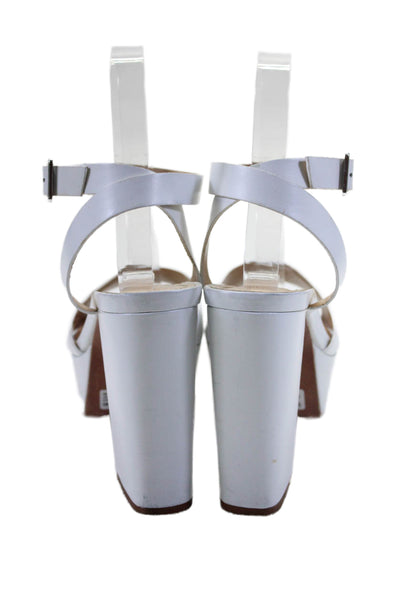 Schutz Womens Leather Platform Cross Strap Slingbacks Sandal Heels White Size 6