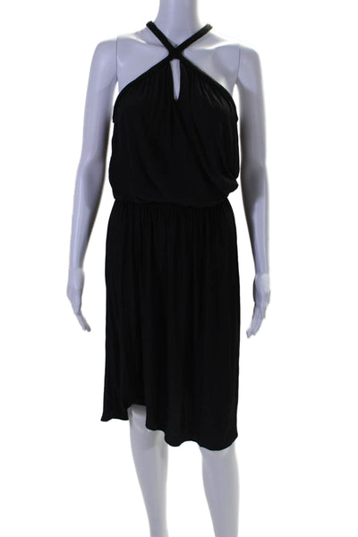 Ramy Brook Womens Halter Neck Sleeveless A Line Dress Black Size Small