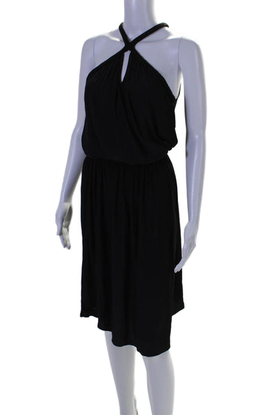 Ramy Brook Womens Halter Neck Sleeveless A Line Dress Black Size Small