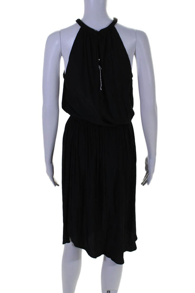 Ramy Brook Womens Halter Neck Sleeveless A Line Dress Black Size Small