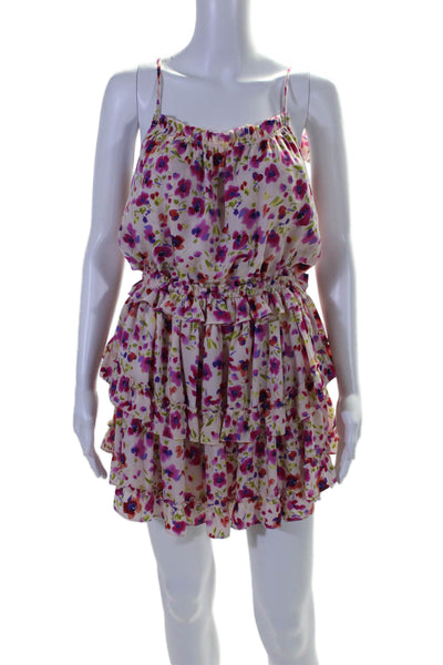 Misa Womens Floral Print Sleeveless Tiered A Line Dress Pink Size Extra Small