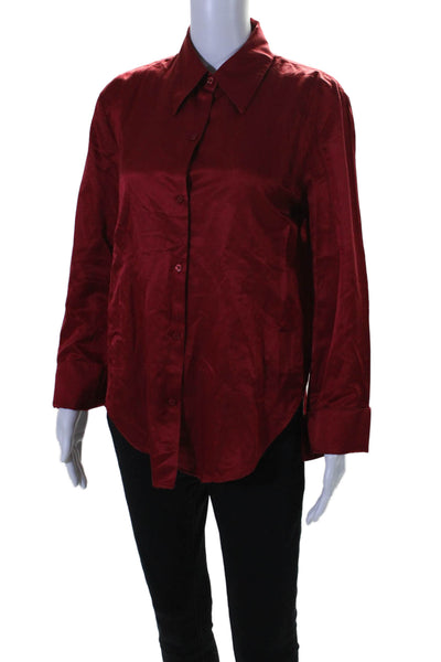 Citizens of Humanity Women's Long Sleeves Button Down Shirt Burgundy Size XS