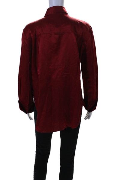 Citizens of Humanity Women's Long Sleeves Button Down Shirt Burgundy Size XS