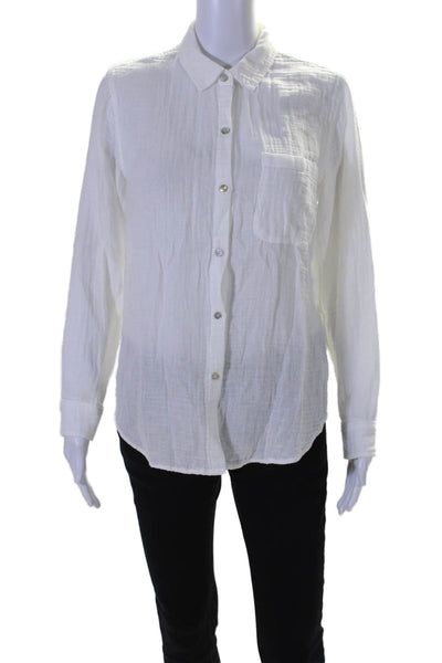 Rails Women's Collared Long Sleeves Button Down Shirt White Size S